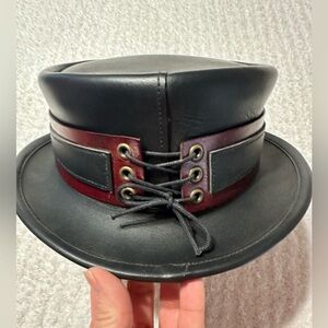 Artisan Custom Handmade Vintage-Style Leather Pork Pie/Steampunk/Victorian Hat